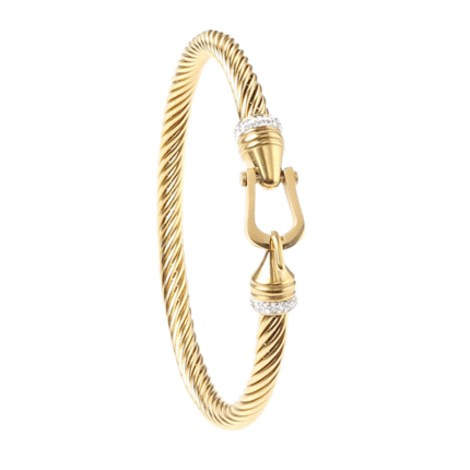 18K Gold Titanium Steel Bracelet Women Multi-Drilled Handmade Twisted Wire Fashionable Bangles