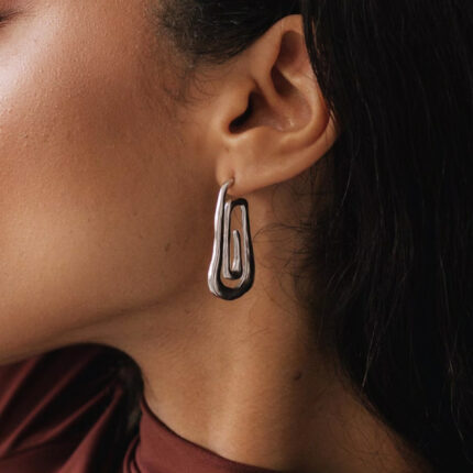 Fashion Light Luxury Premium Feeling Earrings Stainless Steel Earrings Silver