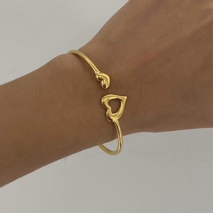 18k Gold-plated Stainless Steel Heart-shaped Pearl Bracelet Ayatoul Koursiyou Stainless Steel Bracelet