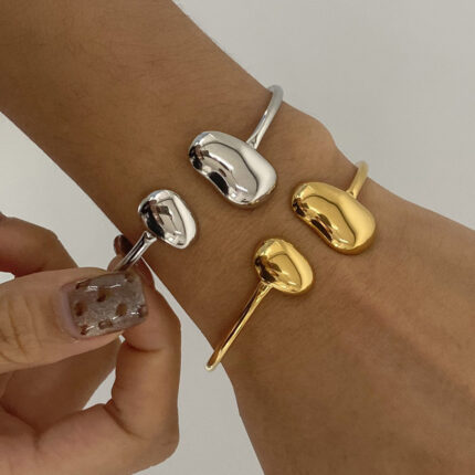 Ins Simple 18k Gold-plated Stainless Steel Jewelry Bracelet Irregular Water Droplet Open 316l Stainless Steel Tennis Bracelet