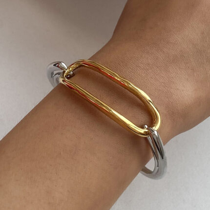 18k Stainless Steel Color Blocking Geometric Bracelet Senior Sense Ins Simple Bracelet Bangles for Women Jewelry Stainless Steel