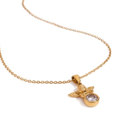 New Light Luxury 18K Gold Stainless Steel Angel Zirconia Premium Feeling Accessories Choker Necklace