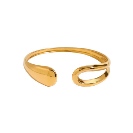New Simple Fashion 18K Gold-plated Stainless Steel Hollow Plain Circle Bracelet
