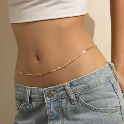 Hip-hop Trend Cross Chain Body Chain Women's Chill Style Simple Single-layer Waist Chain
