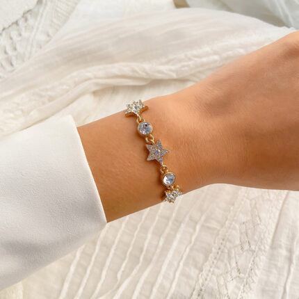 Simple Graceful Diamond Snowflake Bracelet Personality All-Match Geometric Star Adjustable Bracelet