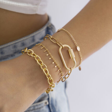 Simple Personality Sequin Tassel Chain Bracelet Hip Hop Hollow Geometry All-Match Bracelet Women