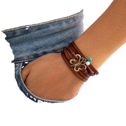 Vintage Leather Rope Bracelet Cool Punk Leather Bracelet Leather Women Bracelets