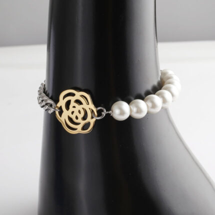 Fashion Bracelet Pearl Simple Creative Gold Rose Bracelet Black Agate Bracelet