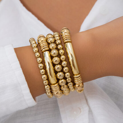 New Punk Large Ball Chain Bracelet Femme Retro Thick Round Beads Copper Bracelets Cool Unisex Bracelets