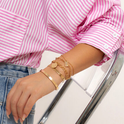 Fashion Metal Stacking Bracelet Hip Hop Portrait Pendant Bracelet Wheat Bracelet