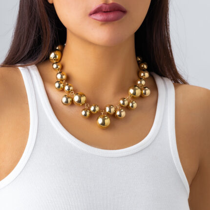 Exaggerated Big Beads Short Collar Women Chocker Punk Temperament Imitation Pearl Collar Necklace