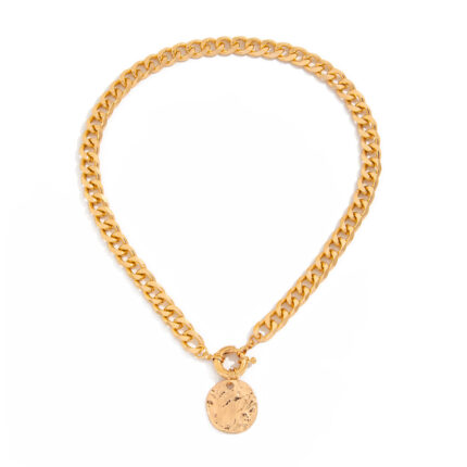 New Hip Hop Irregular Round Plaque Spring Necklace Personalized Alloy Necklace
