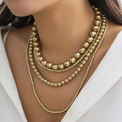 New Multi Layered Large Heavy CCB Bead Chain Necklace Women Thick Thick Chain Necklace Choker Grunge Jewelry