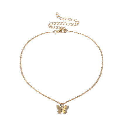 INS Style Simple Metal Butterfly Tassel Women's Pendant Clavicle Chain Butterfly Necklace
