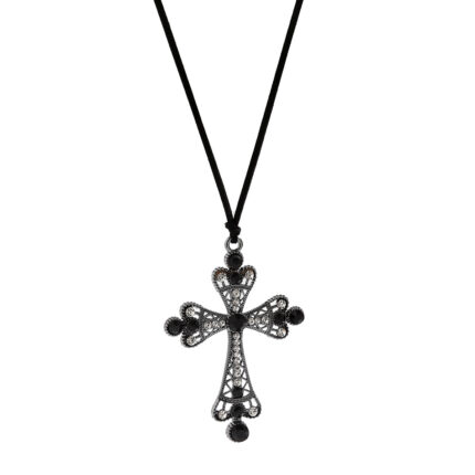 CHIOE Crystal Cross Necklace Women's Rhinestone Green Cross Necklace Pull Lace Necklace Sweet Cool Choker