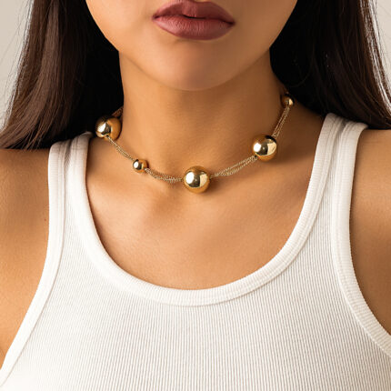 Fashion Short Beaded Necklace Charm Choker Bead Chain Necklace