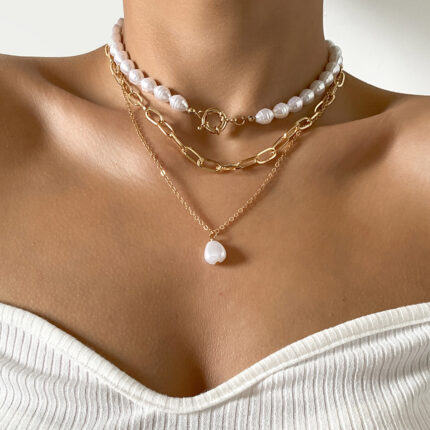 Vintage Court Style Baroque Pearl Tassel Pendant Necklace Female Pastoral Style Necklace