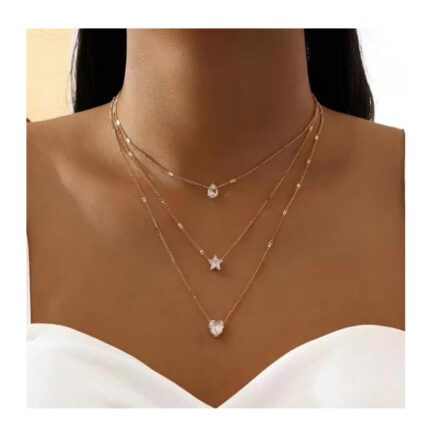 2025 Fashion Jewelry Ins Layered Hip Hop Gold Fine Chain Pentagram Coin butterfly Vertical Pendant Necklace for Women